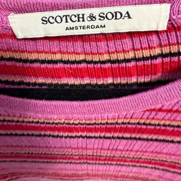 Scotch & Soda Pink and Black Striped Long Sleeve Top - Picture 3 of 6